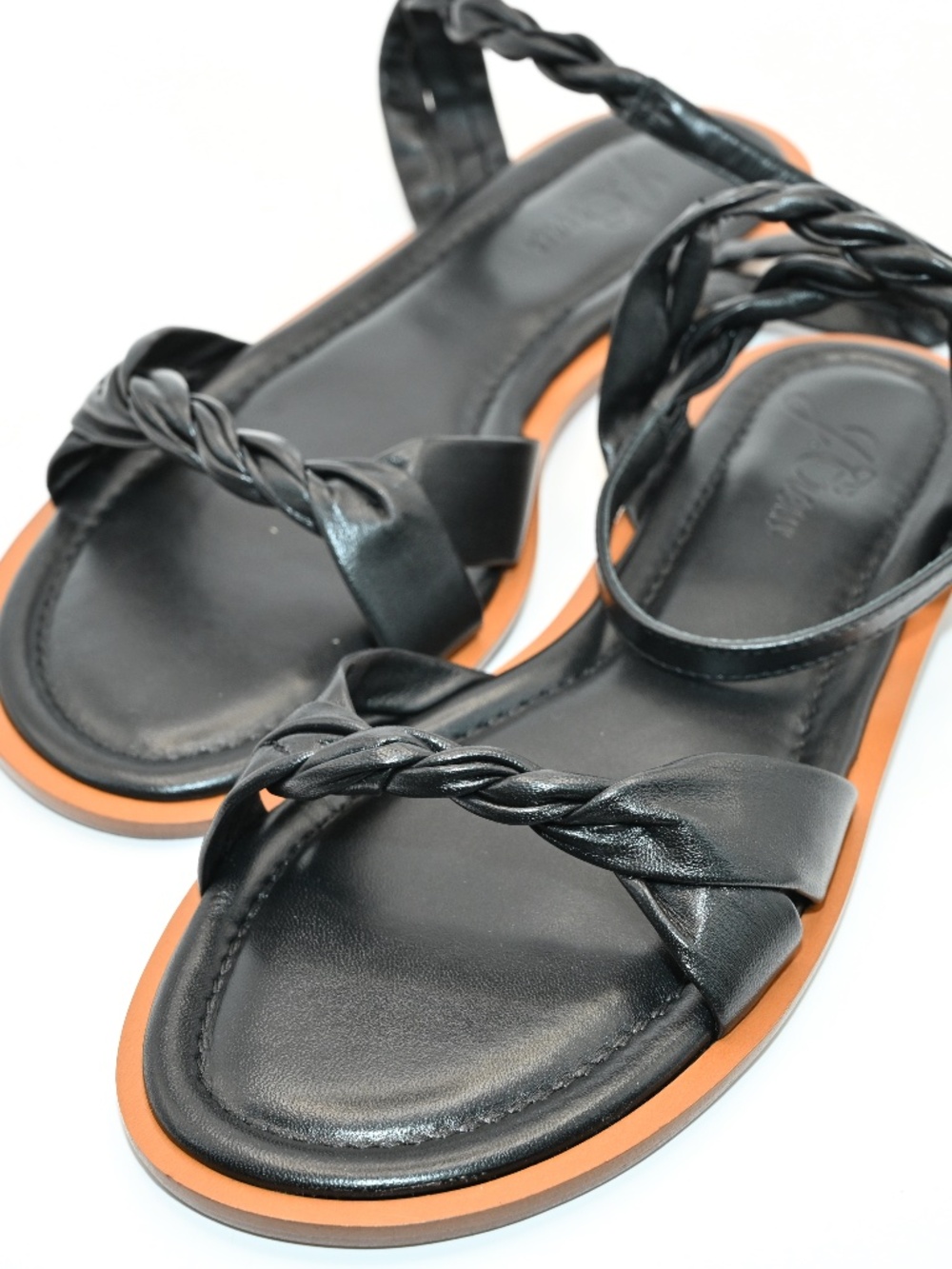 J.CREW WOMEN SIZE 8 BLACK SANDAL TWIST STRAP NEW WITH BOX